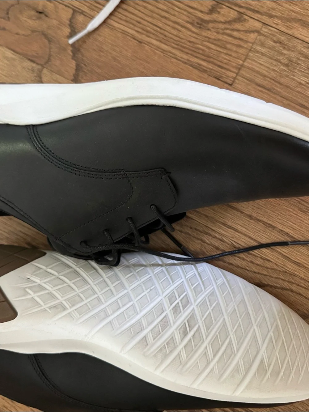 Cole Haan Black Leather Lace-Up Oxfords with White Soles